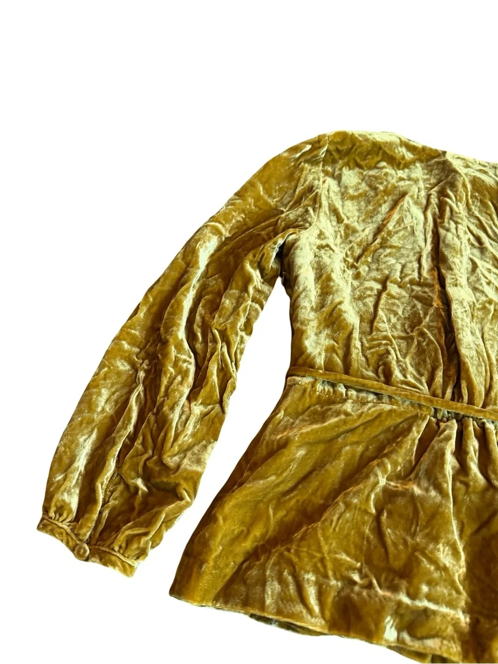 J. Crew Faux Wrap Shirt Top Blouse Mustard Yellow Velvet Long Sleeve Size 8 NWT